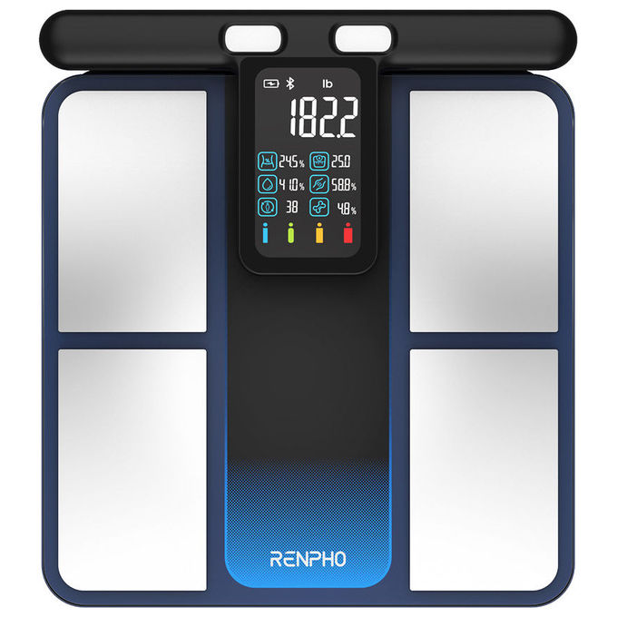 Renpho MSC01 Bilancia intelligente Analisi corporea con 50+ metriche Display LCD verticale Connettivita' Bluetooth App iOS e Android colore Nero