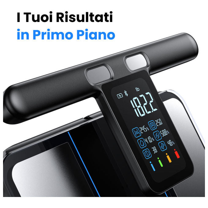 Renpho MSC01 Bilancia intelligente Analisi corporea con 50+ metriche Display LCD verticale Connettivita' Bluetooth App iOS e Android colore Nero
