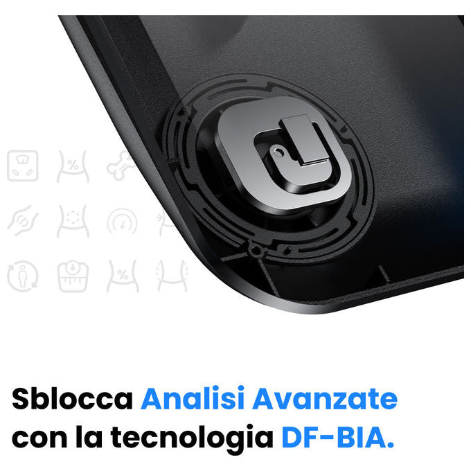 Renpho MSC01 Bilancia intelligente Analisi corporea con 50+ metriche Display LCD verticale Connettivita' Bluetooth App iOS e Android colore Nero