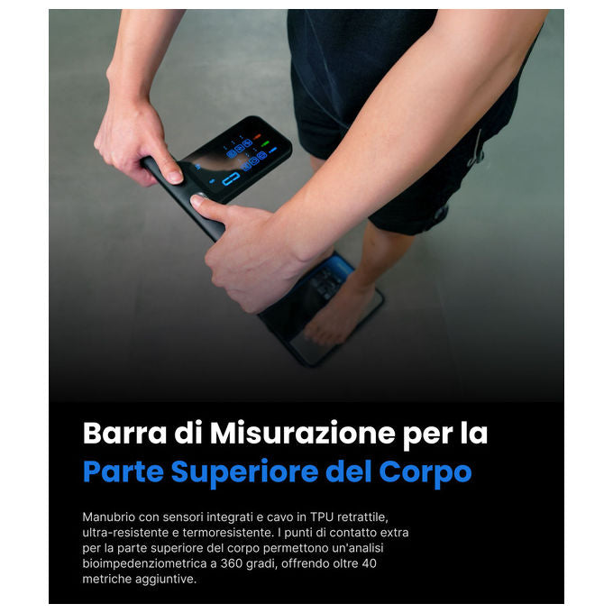 Renpho MSC01 Bilancia intelligente Analisi corporea con 50+ metriche Display LCD verticale Connettivita' Bluetooth App iOS e Android colore Nero