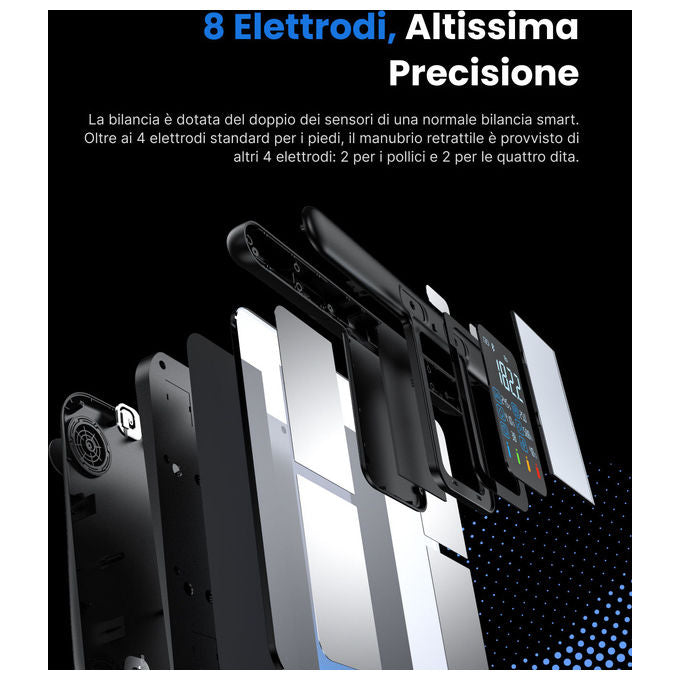 Renpho MSC01 Bilancia intelligente Analisi corporea con 50+ metriche Display LCD verticale Connettivita' Bluetooth App iOS e Android colore Nero