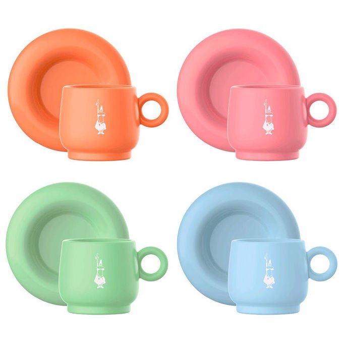 Bialetti PFRUIT003 Set 4 Tazzine Espresso in Porcellana Multicolore