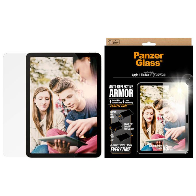 PanzerGlass 5715685030598 Protezione Schermo Antiriflesso per iPad Air 11'' (2024-2026) Ultra-Wide Fit con Strumento FASTFIT colore Trasparente