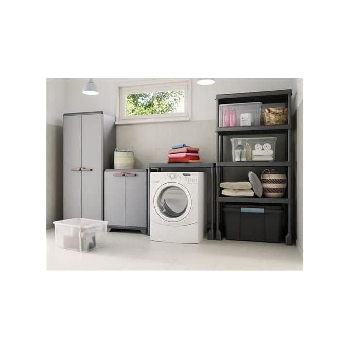 Keter Armadio Portascope Basic Resistente al Gelo con 3 Ripiani Regolabili 68X39X173 Cm per Esterno in Resina Grigia