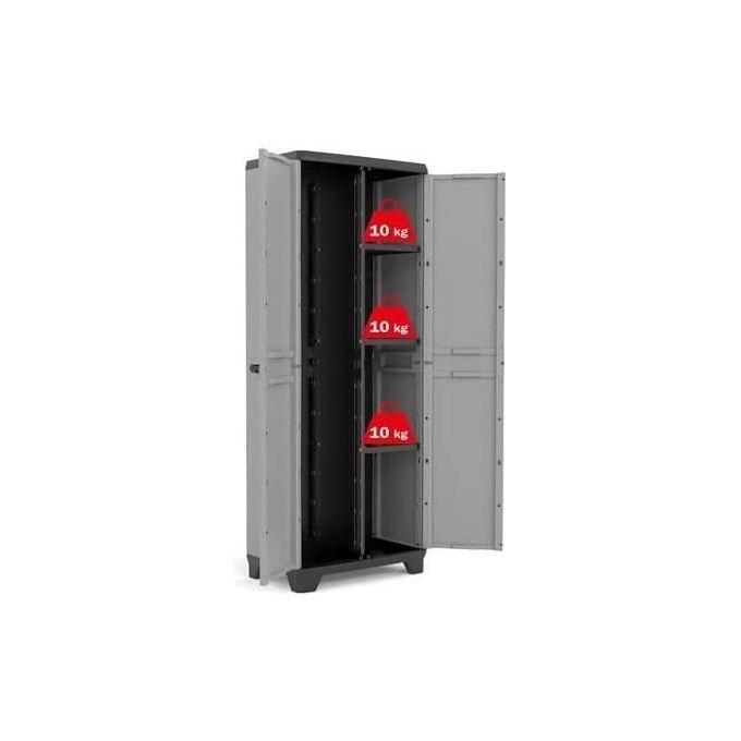 Keter Armadio Portascope Basic Resistente al Gelo con 3 Ripiani Regolabili 68X39X173 Cm per Esterno in Resina Grigia