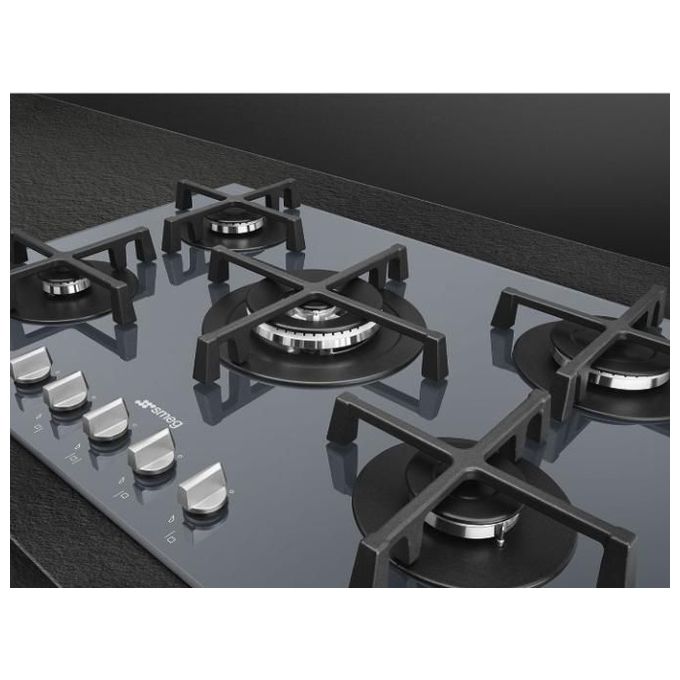 Smeg PV275S Piano Cottura a Gas 5 Zone Griglie in Ghisa 75 cm Argento