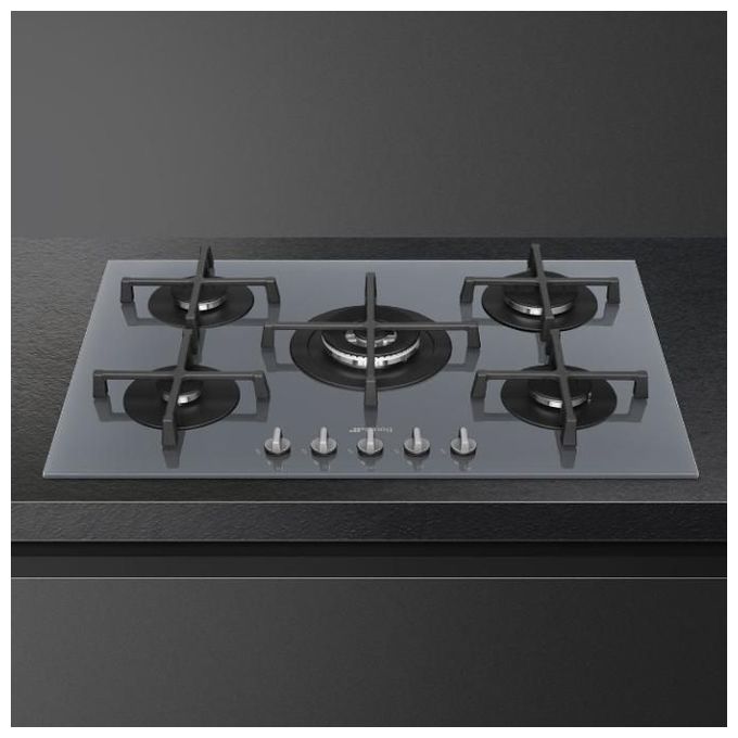 Smeg PV275S Piano Cottura a Gas 5 Zone Griglie in Ghisa 75 cm Argento