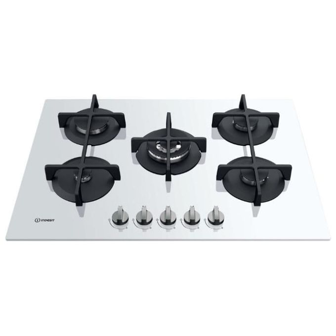 Indesit ING 72T-WH Piano Cottura a Gas 5 Zone High Power Flame Griglie in ghisa 70 cm Bianco