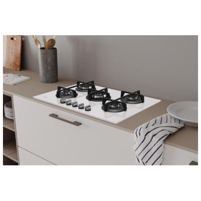 Indesit ING 72T-WH Piano Cottura a Gas 5 Zone High Power Flame Griglie in ghisa 70 cm Bianco