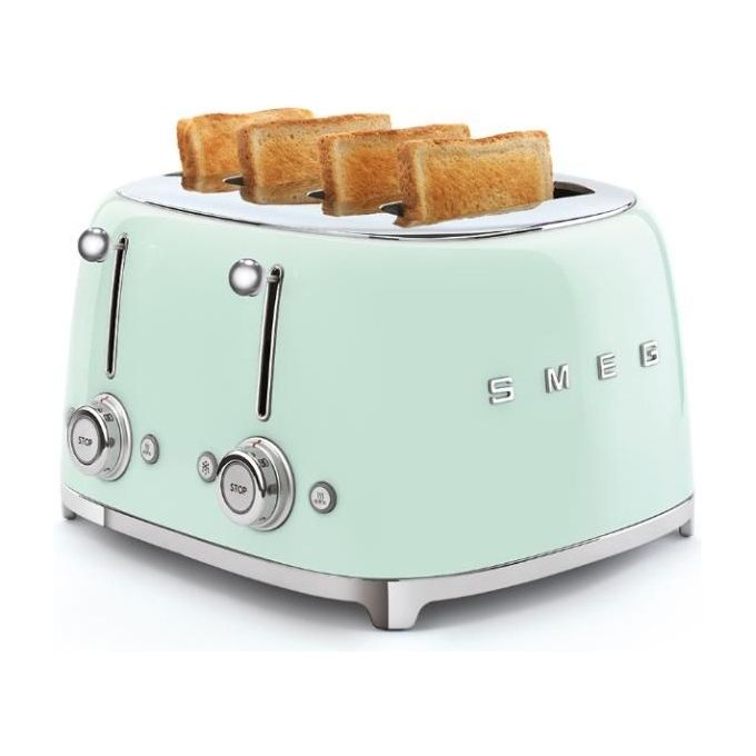 Smeg TSF03PGEU Estetica 50's Style Tostapane 4 Fette 6 Livelli di Doratura Verde Pastello