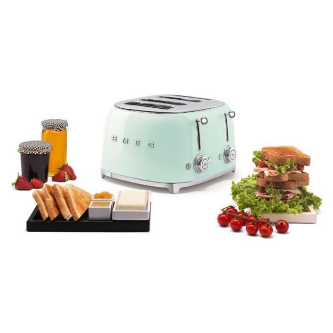 Smeg TSF03PGEU Estetica 50's Style Tostapane 4 Fette 6 Livelli di Doratura Verde Pastello