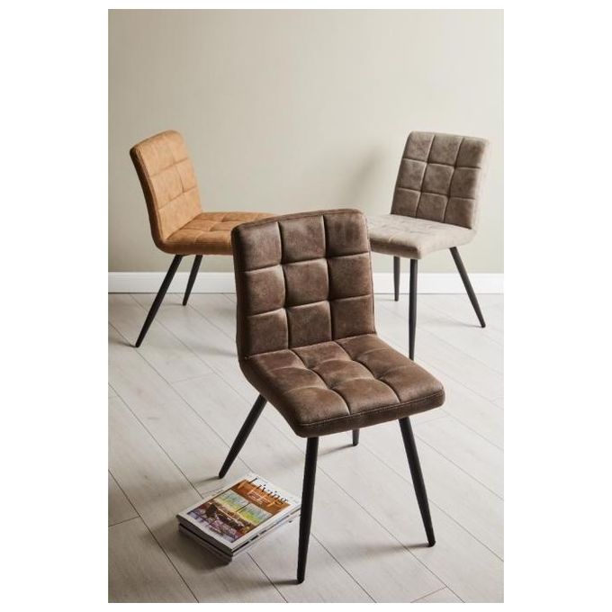 Sedia Megane in Tessuto Tecnico con Gambe in Metallo Nero 59x47,5cm-H81cm Marrone