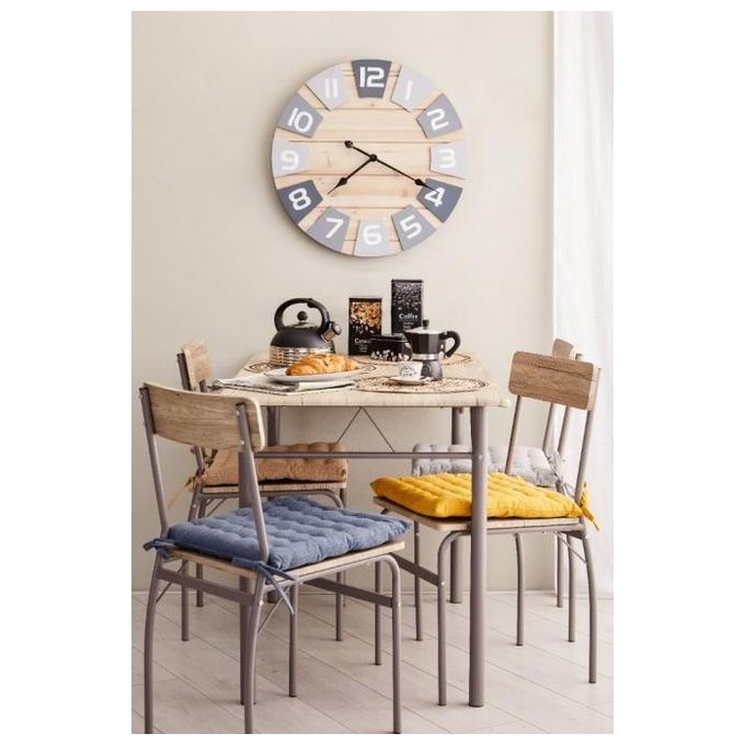 Set Tavolo e 4 Sedie Braga con Piano in Mdf Naturale e Gambe in Metallo Grigio Scuro 120x70cm-H75cm