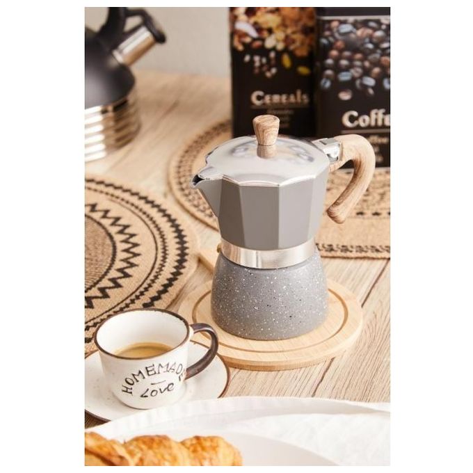 Caffettiera 3 Tazze con Manico e Pomolo Soft Touch Alluminio Pressofuso Grigio