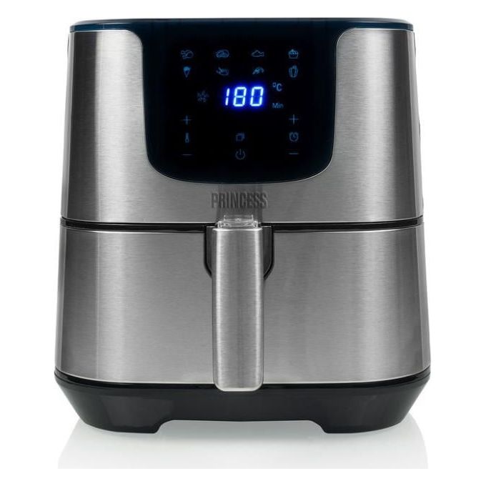 Princess 182060 Digital Aerofryer Deluxe XXL - Friggitrice ad aria 5,5 L, 1700 W, 8 programmi preimpostati, Display digitale, Tecnologia di circolazione dell'aria calda, Argento