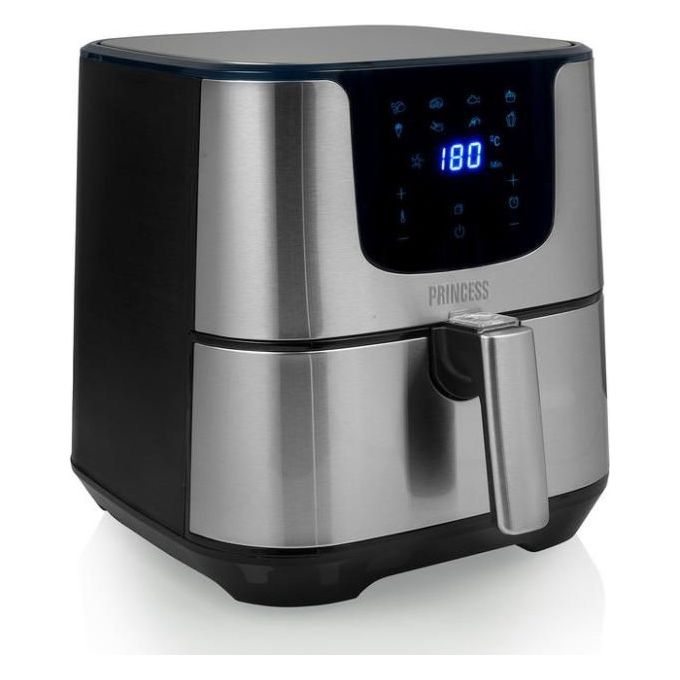 Princess 182060 Digital Aerofryer Deluxe XXL - Friggitrice ad aria 5,5 L, 1700 W, 8 programmi preimpostati, Display digitale, Tecnologia di circolazione dell'aria calda, Argento