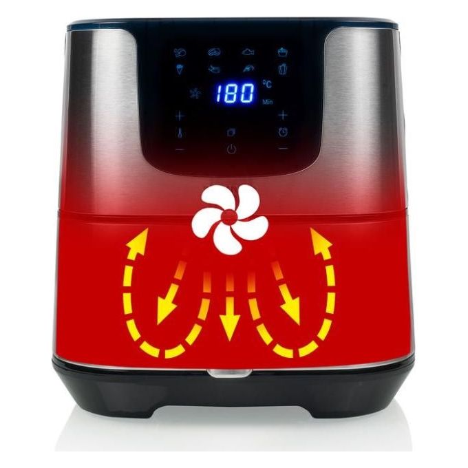 Princess 182060 Digital Aerofryer Deluxe XXL - Friggitrice ad aria 5,5 L, 1700 W, 8 programmi preimpostati, Display digitale, Tecnologia di circolazione dell'aria calda, Argento