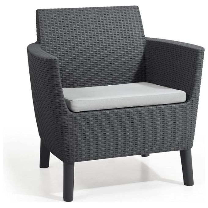 Keter Set da Giardino Salemo Lounge Composto da 2 Poltrone, Divano a 2 Posti e Tavolino, Grafite