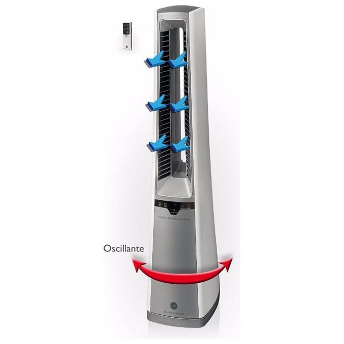 Macom Ventilatore senza Pale Turbo Bladeless Fan 996 con Fresh Ion Technology Bianco e Argento Compatto e Silenzioso