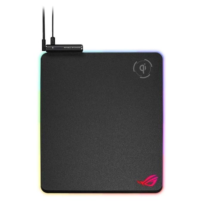 ASUS ROG Balteus Qi RGB Tappetino Mousepad Ricarica Wireless Illuminazione RGB Aura Sync a 15 Zone USB Antiscivolo