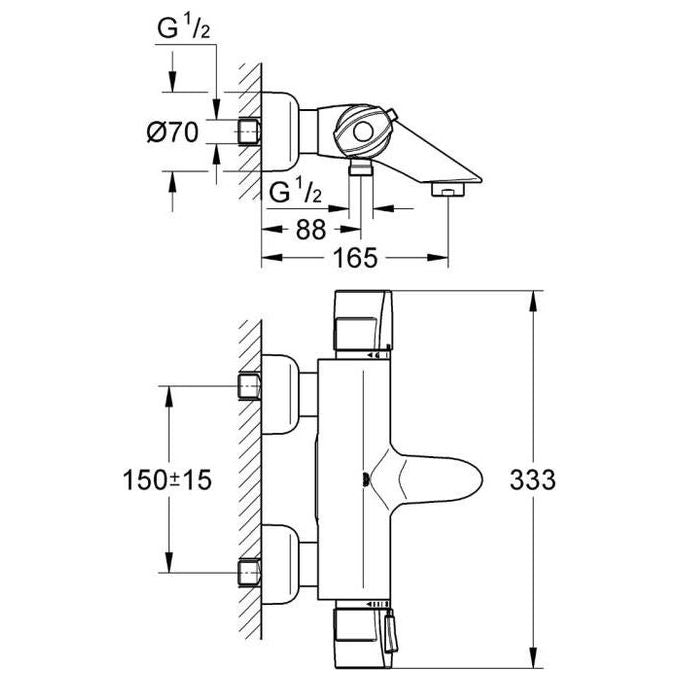 Grohe Comfort 34230 Miscelatore Termostatico Vasca Esterna Cromo