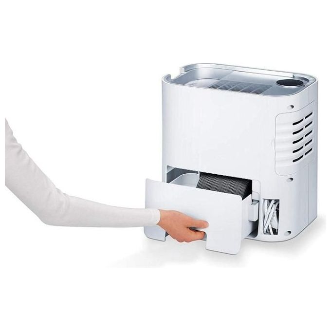 Beurer LR 330 - Purificatore d’aria per ambienti fino a 35 m², tecnologia 3‑strati (prefiltro + HEPA + carbone attivo), silenziosita' 20-50 dB, funzioni principali: umidificatore integrato 4,6 L, timer, modalita' automatica e notturna, Colore Bianco