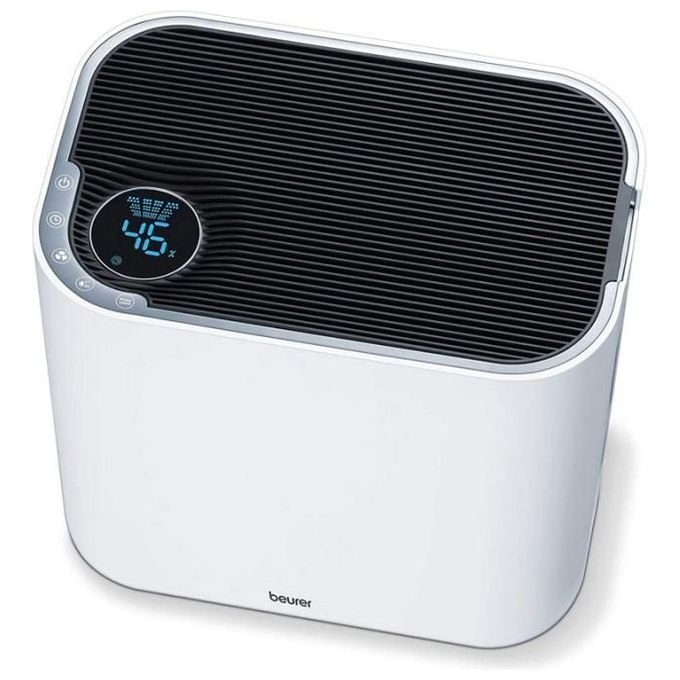 Beurer LR 330 - Purificatore d’aria per ambienti fino a 35 m², tecnologia 3‑strati (prefiltro + HEPA + carbone attivo), silenziosita' 20-50 dB, funzioni principali: umidificatore integrato 4,6 L, timer, modalita' automatica e notturna, Colore Bianco