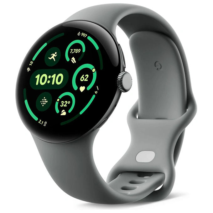 Google Pixel Watch 3 45mm Bluetooth-WiFi Cassa in alluminio grigio opaco cinturino sportivo grigio verde