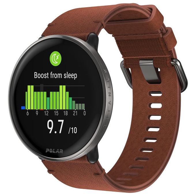 Polar Ignite 3 Titanium 1.28'' Amoled GPS Sport Salute Notifiche Pelle Bronzo + Silicone Nero