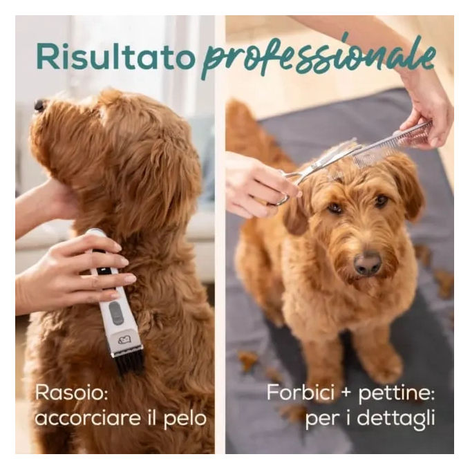 Beurer PP 110 Fluffy Rasoio per PET con lama larga in acciaio inox motore potente e silenzioso incl. 4 accessori pettine forbici pettine borsina olio e spazzola per la pulizia