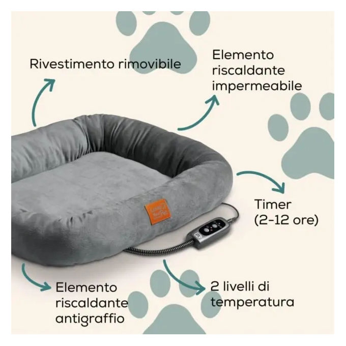 Beurer PP 250 Kira Cuccia riscaldante imbottita (58 x 50 x 10 cm) con 2 livelli di temperatura - 4 timer impostabili - cavo anti-morso rivestito in metallo e plastica (resistente a morsi graffi e con impermeabilita' di classe IPX7) - Sicurezza aggiuntiva