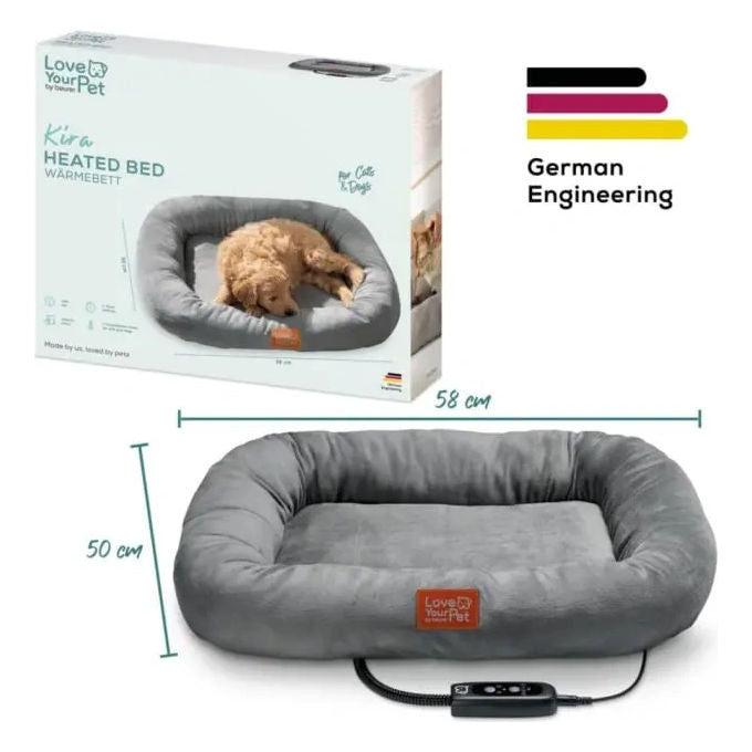 Beurer PP 250 Kira Cuccia riscaldante imbottita (58 x 50 x 10 cm) con 2 livelli di temperatura - 4 timer impostabili - cavo anti-morso rivestito in metallo e plastica (resistente a morsi graffi e con impermeabilita' di classe IPX7) - Sicurezza aggiuntiva