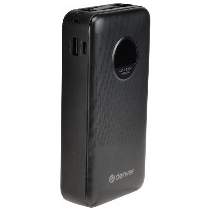Denver PQC-20065 Power Bank 20000 mAh con Ricarica Rapida PD65W e Display Integrato colore Nero