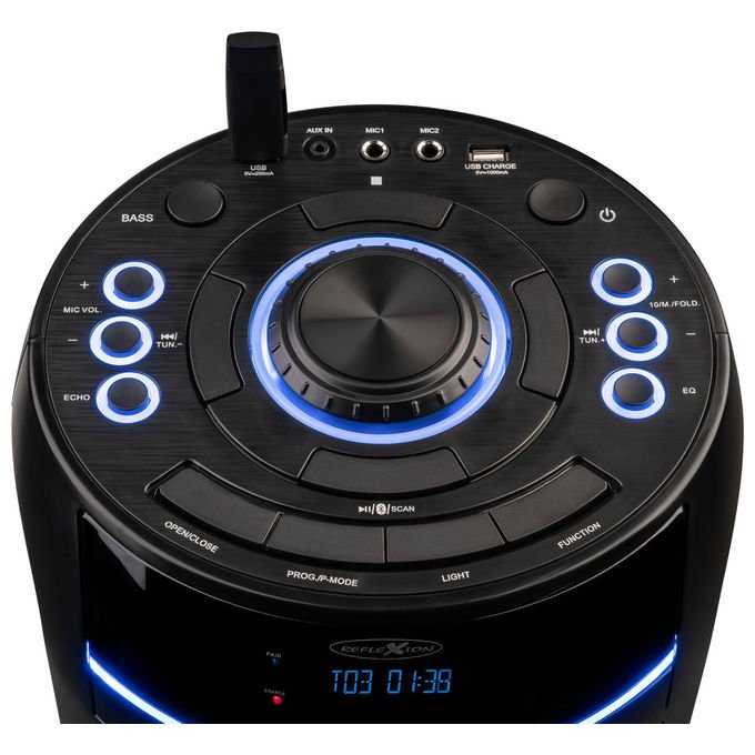 Reflexion PS10CD Altoparlante Portatile con Bluetooth 5.0 CD Radio FM 480 W colore Nero