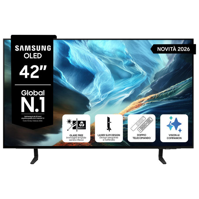 Samsung QE42S90HAEXZT OLED AI TV 42'' 4K Ultra HD Processore NQ4 AI Gen3 Motion Xcelerator 165Hz Glare Free HDR10 Plus Dolby Atmos VESA 200x200 mm colore Graphite Black