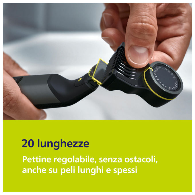 Philips QP6552-15 Regolabarba Batteria 20 lunghezze 0,4-10 mm colore Cromo