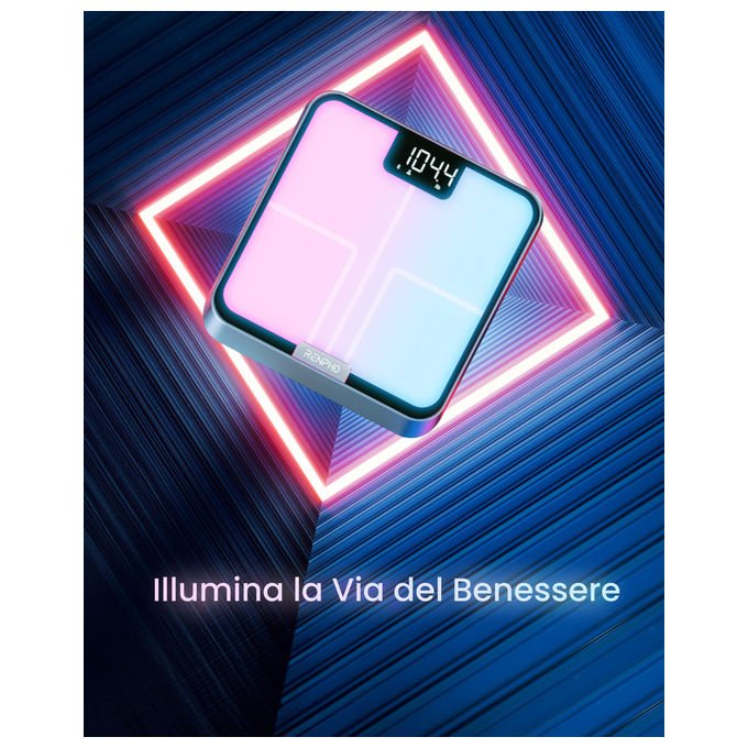Renpho Elis Chroma bilancia pesapersone smart, bluetooth, 13 parametri corporei, display led, app renpho health, 180 kg