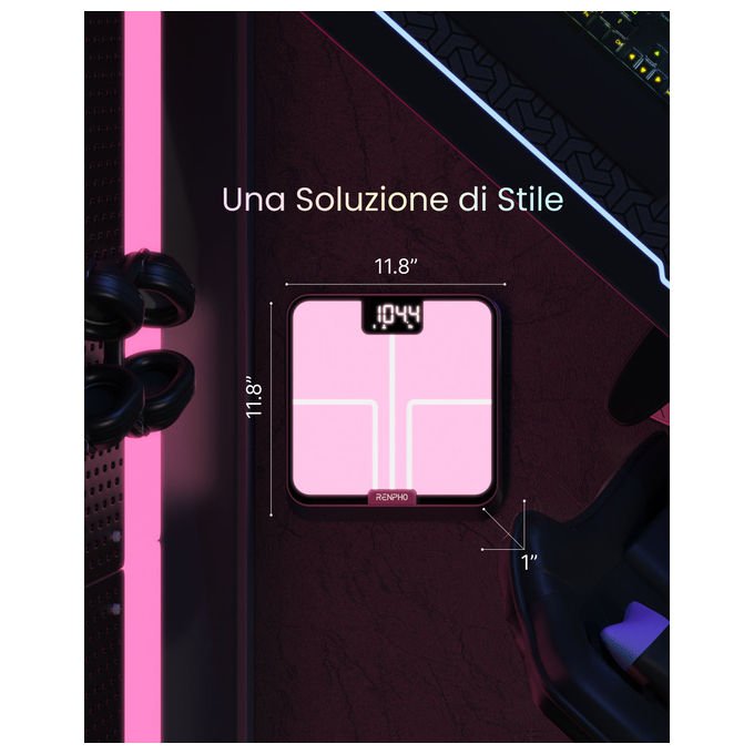 Renpho Elis Chroma bilancia pesapersone smart, bluetooth, 13 parametri corporei, display led, app renpho health, 180 kg