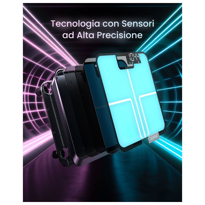 Renpho Elis Chroma bilancia pesapersone smart, bluetooth, 13 parametri corporei, display led, app renpho health, 180 kg