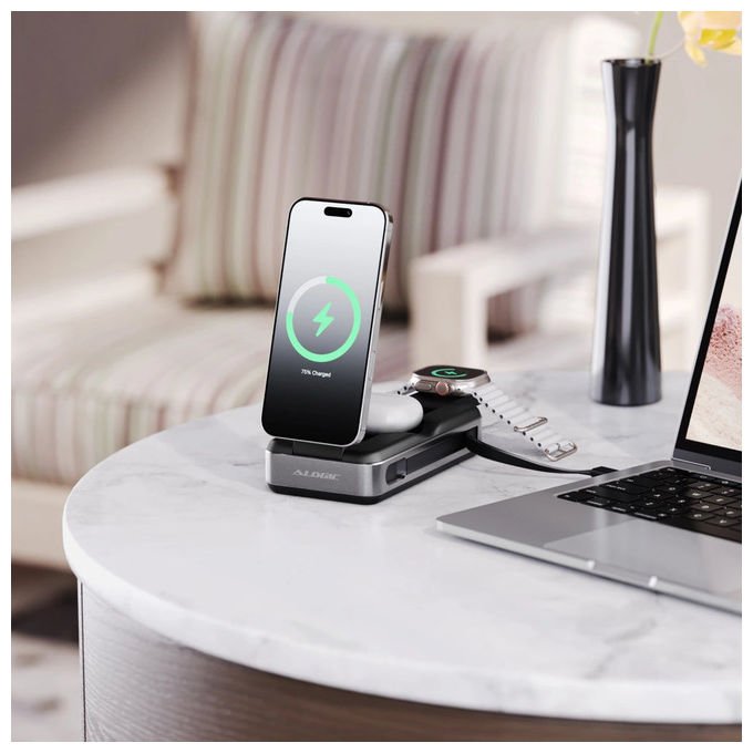 Alogic R20KWCPB100W Roam Power Bank 6-in-1 21000 mAh con Ricarica Wireless Qi2 e USB-C 100W colore Nero