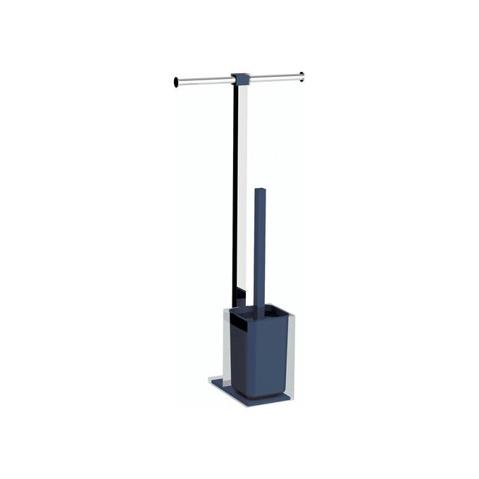 Gedy Colonna Attrezzata Wc Rainbow Cromo e Blu Petrolio