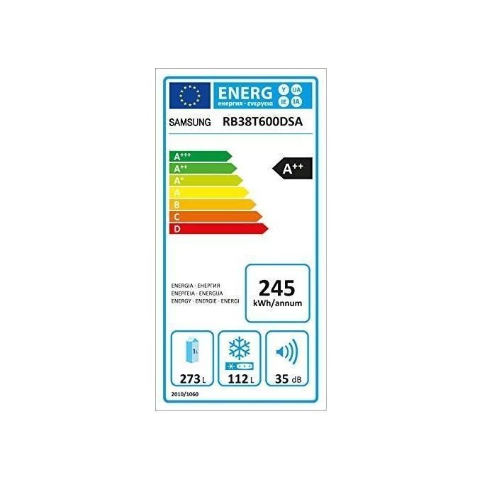 Samsung RB38T600DSA Frigorifero Combinato Capacita' 390 Litri Classe energetica D (A++) No Frost Premium Power Cool 203 cm Inox