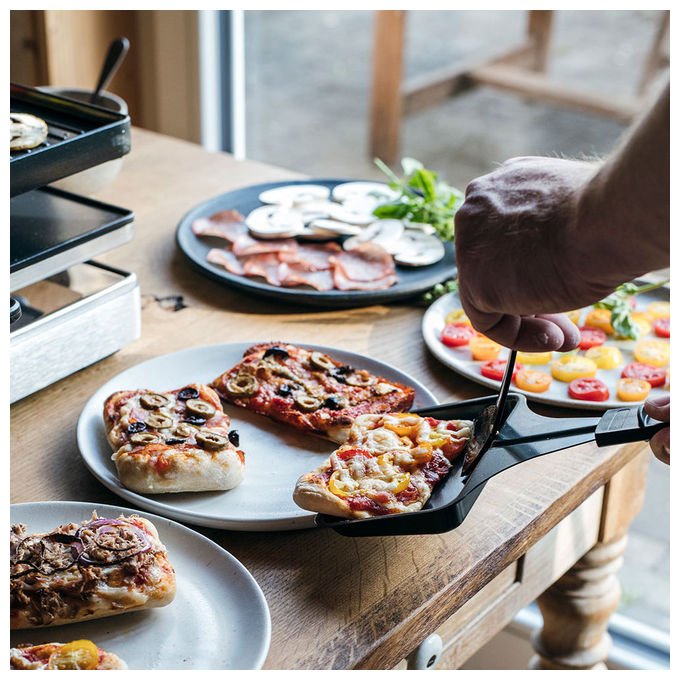 Rommelsbacher RCP1800 Pizza Raclette 1800 W 14 piastra per raclette 8 pannelli inclusi colore Nero in acciaio inox