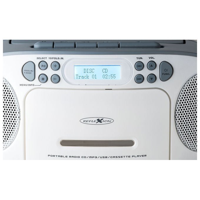 Reflexion RCR2260DAB Radio Lettore CD DAB+ FM 24 W Lettore Cassette Display LCD Blu Bianco
