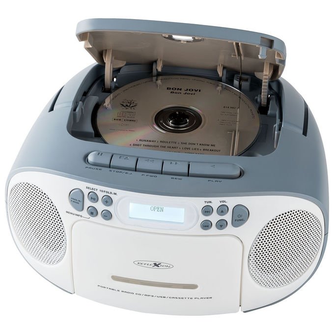 Reflexion RCR2260DAB Radio Lettore CD DAB+ FM 24 W Lettore Cassette Display LCD Blu Bianco