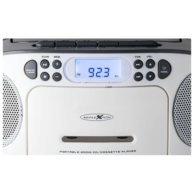 Reflexion RCR2260W-GR Radio Portatile con Lettore CD e Cassetta FM AUX Potenza 20 W colore Bianco Grigio