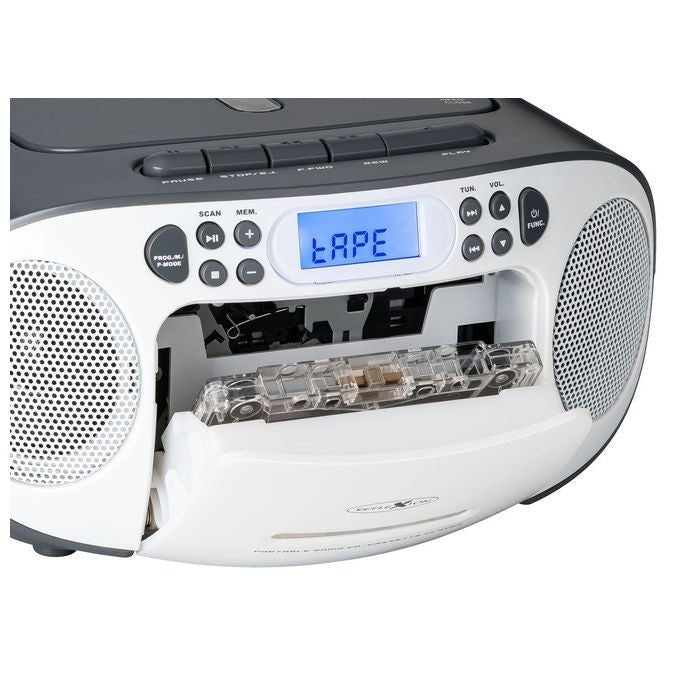 Reflexion RCR2260W-GR Radio Portatile con Lettore CD e Cassetta FM AUX Potenza 20 W colore Bianco Grigio