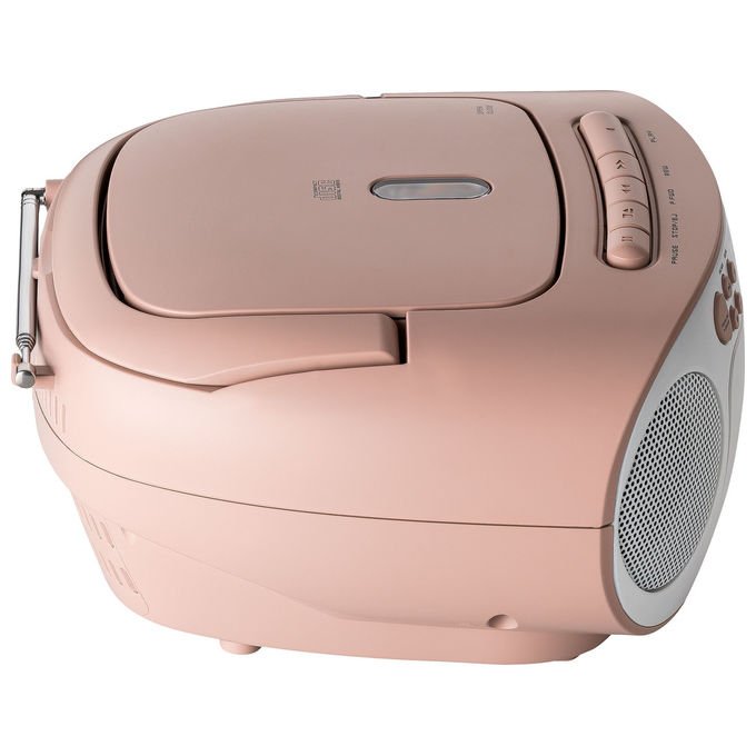 Reflexion RCR2260 Radio Portatile con Display LCD Retroilluminato Blu Potenza 20 W FM PLL con Ingresso Aux e Maniglia colore Rosa Bianco