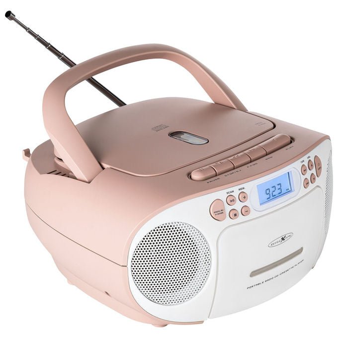 Reflexion RCR2260 Radio Portatile con Display LCD Retroilluminato Blu Potenza 20 W FM PLL con Ingresso Aux e Maniglia colore Rosa Bianco