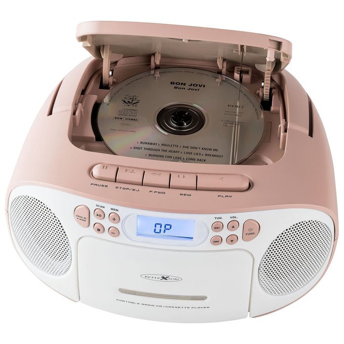 Reflexion RCR2260 Radio Portatile con Display LCD Retroilluminato Blu Potenza 20 W FM PLL con Ingresso Aux e Maniglia colore Rosa Bianco